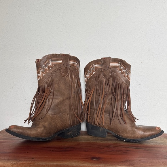 Roper Girls Brown Fringe Tassel Western Cowgirl Boots Little Kids 12 - Picture 9 of 9